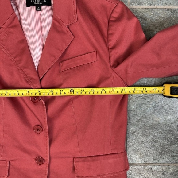 Talbots Women's Blazer Sz 8 Rose Pink Lined Cotton Suit 3 Buttons Preppy Career - Picture 6 of 7